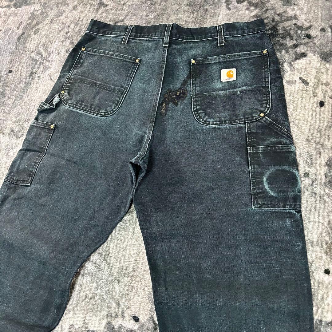 90s USA製 36×32 Carhartt 超フェードブラック 一点物