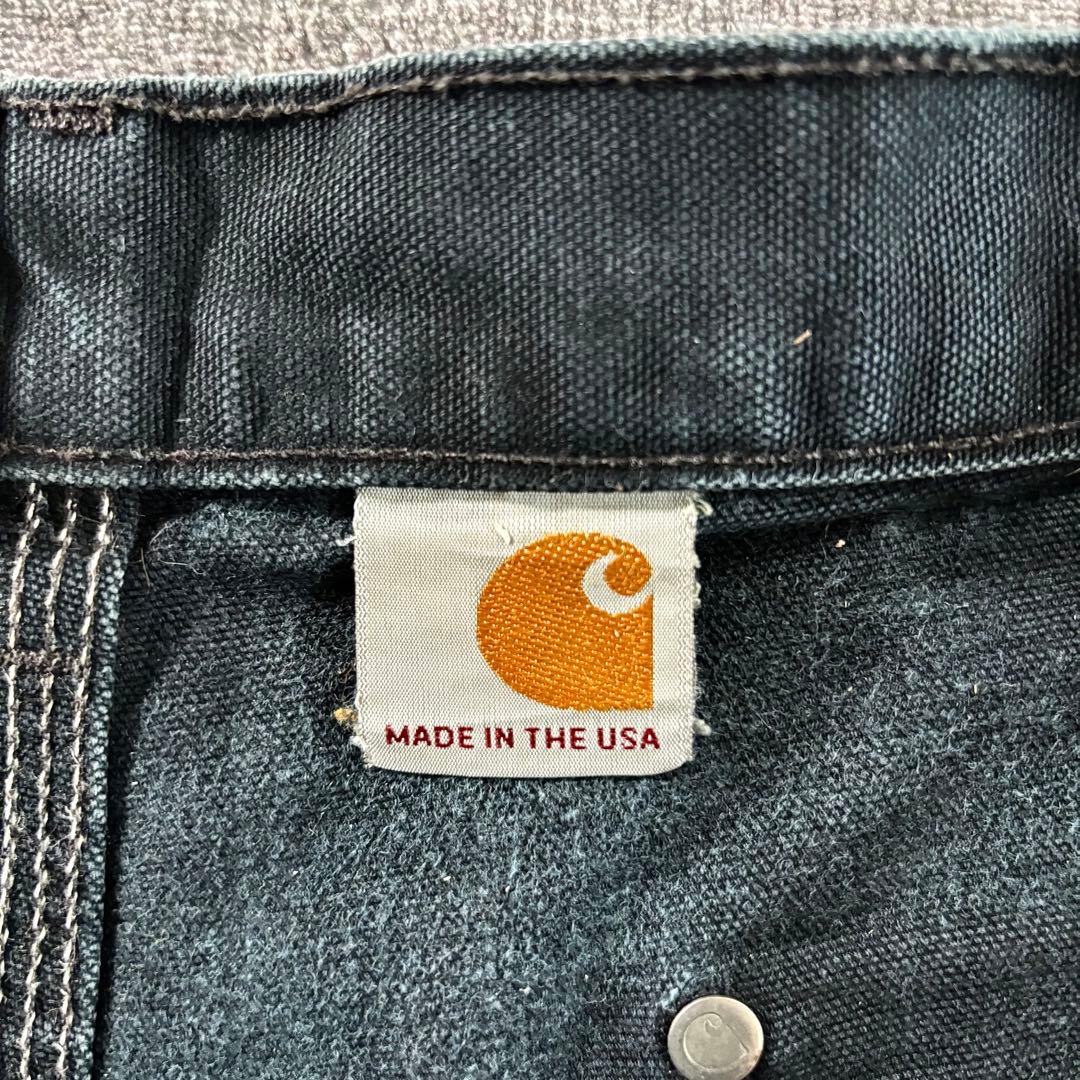90s USA製 36×32 Carhartt 超フェードブラック 一点物