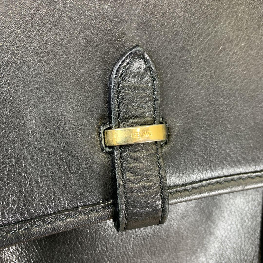 希少　1980年代　オールド　CELINE　レザーショルダーバッグ　ブラック