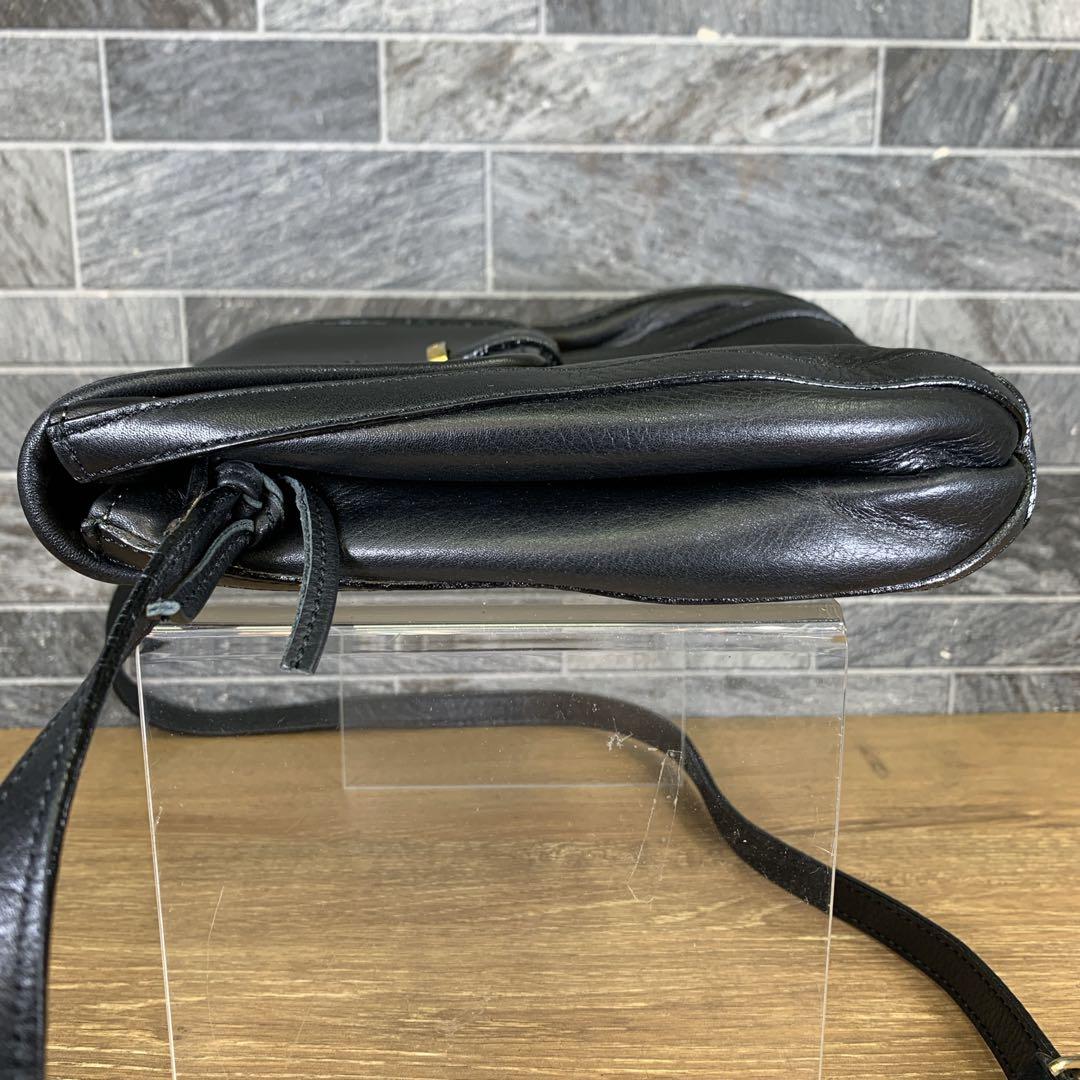 希少　1980年代　オールド　CELINE　レザーショルダーバッグ　ブラック