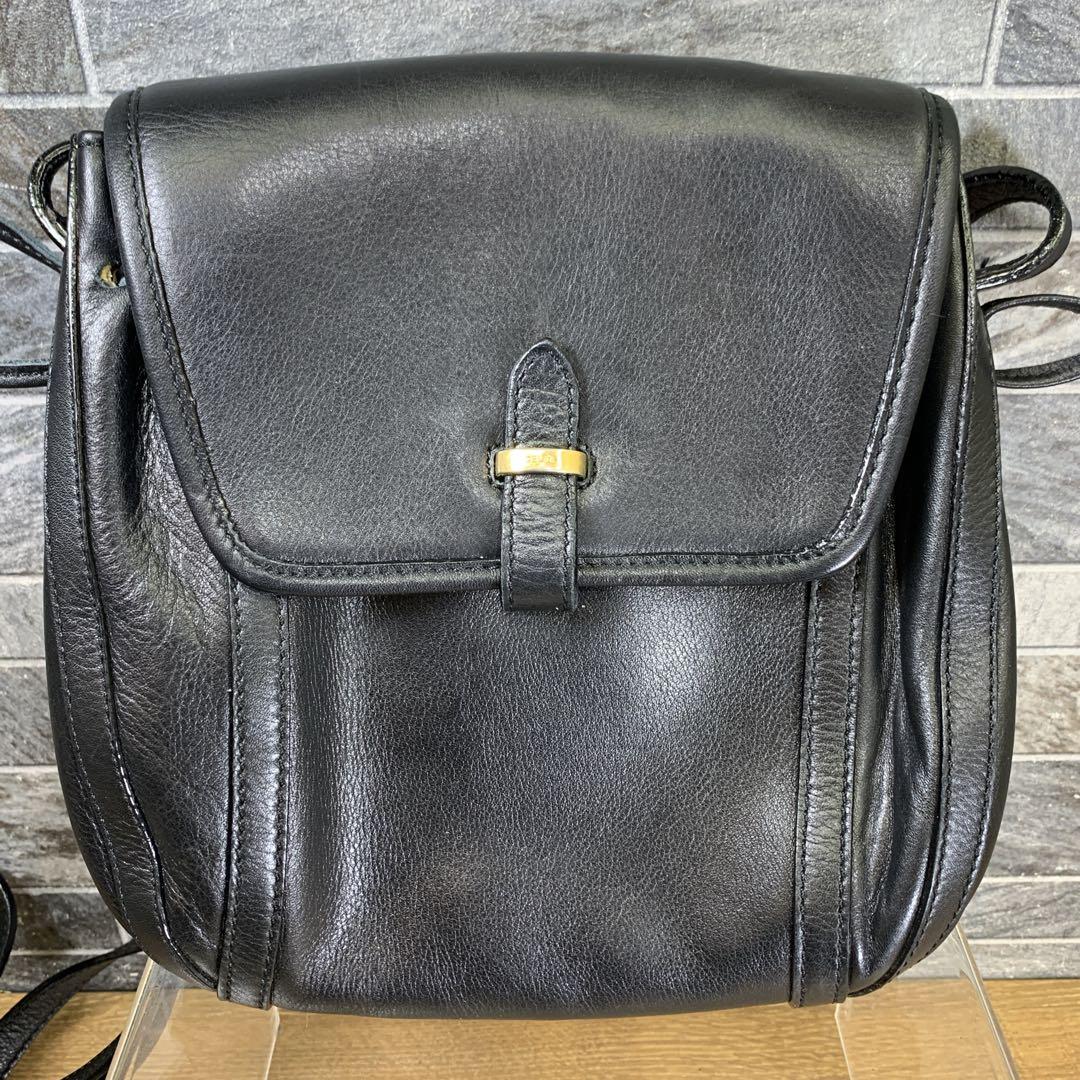 希少　1980年代　オールド　CELINE　レザーショルダーバッグ　ブラック