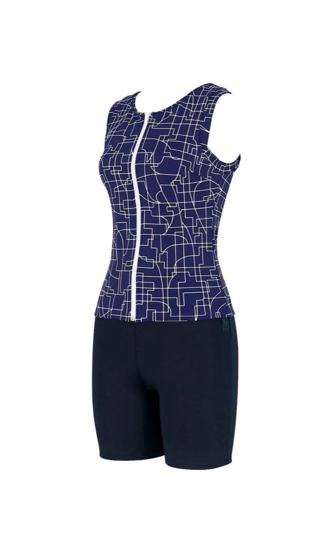 スポーツ用水着 ネイビー/ホワイト