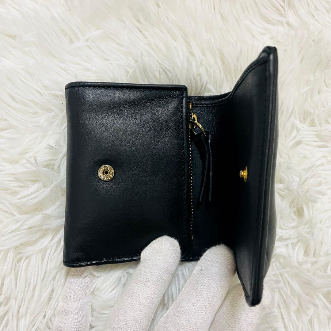 極美✨マルジェラ 二つ折り 財布 レザー 4ステッチ ブラック シボ カレンダー