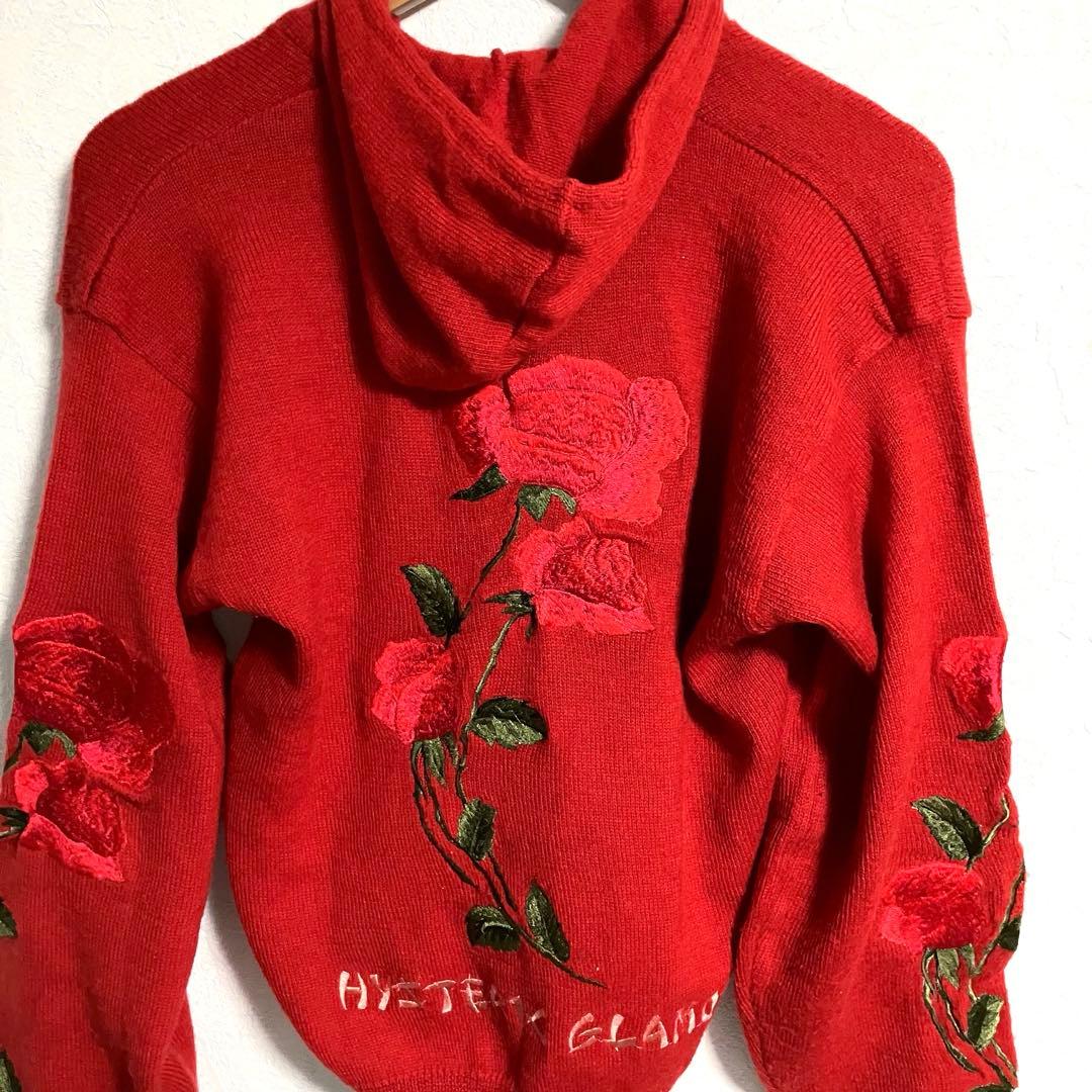 【雰囲気抜群❗️】90's HYSTERIC GLAMOUR 刺繍 ニットパーカー