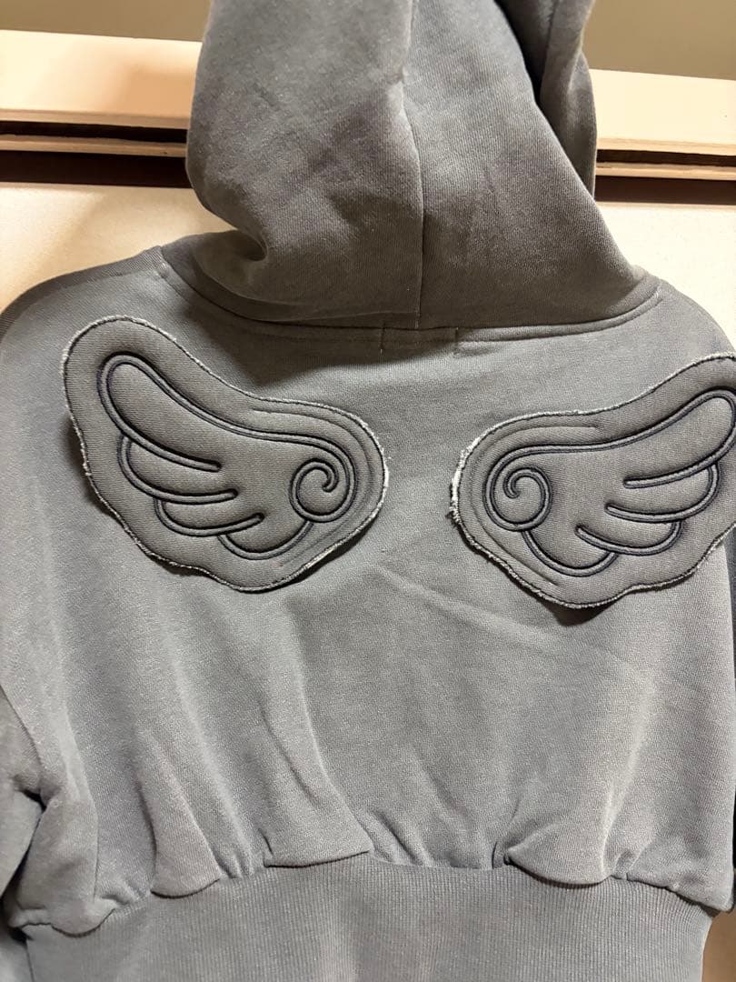 Lillilly 羽の刺繍付きクロップドフーディ