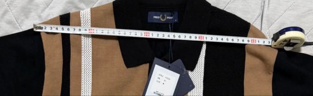 Fred Perry ストライプデザイン ポロシャツ ベージュ 黒