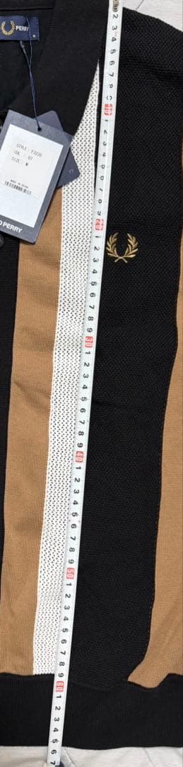 Fred Perry ストライプデザイン ポロシャツ ベージュ 黒