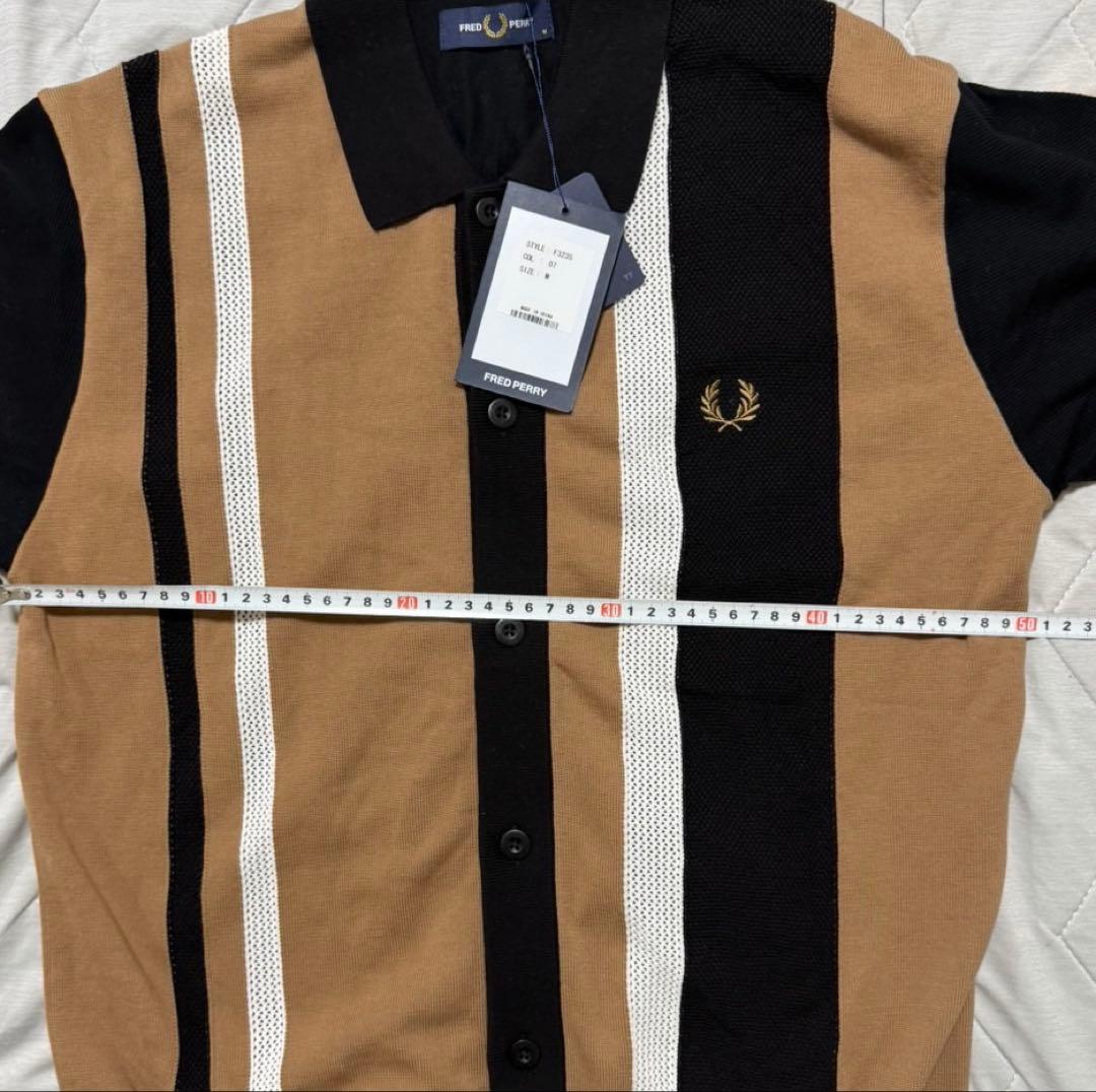Fred Perry ストライプデザイン ポロシャツ ベージュ 黒