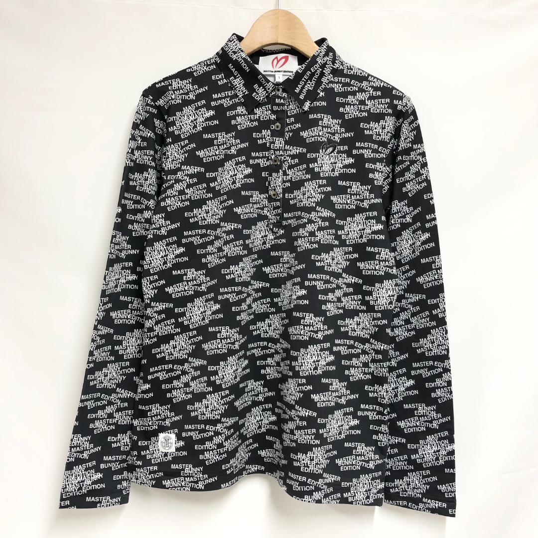 ○★新品未使用　マスターバニーエディション　ロゴ総柄　長袖ポロシャツ　1　黒