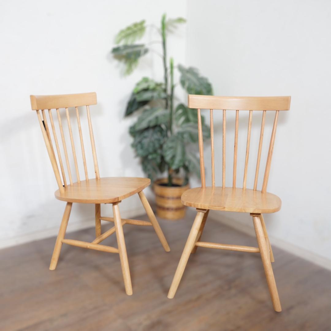 ◆セール◆【新品】天然木　ウィンザーチェア　2脚 ダイニングチェア　アウトレット