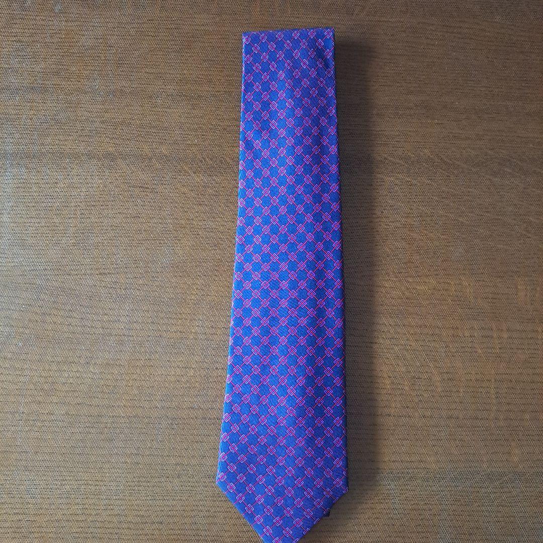 HERMES シルク ネクタイ ネイビー 7201 UA