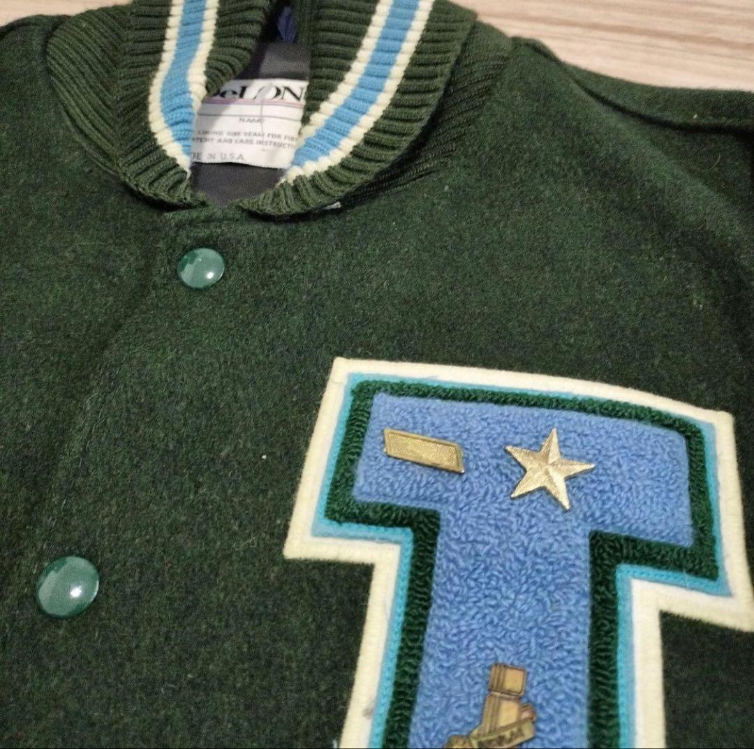 90s DeLONG デロング　スタジャン 深緑　アメリカ製　USA製　42