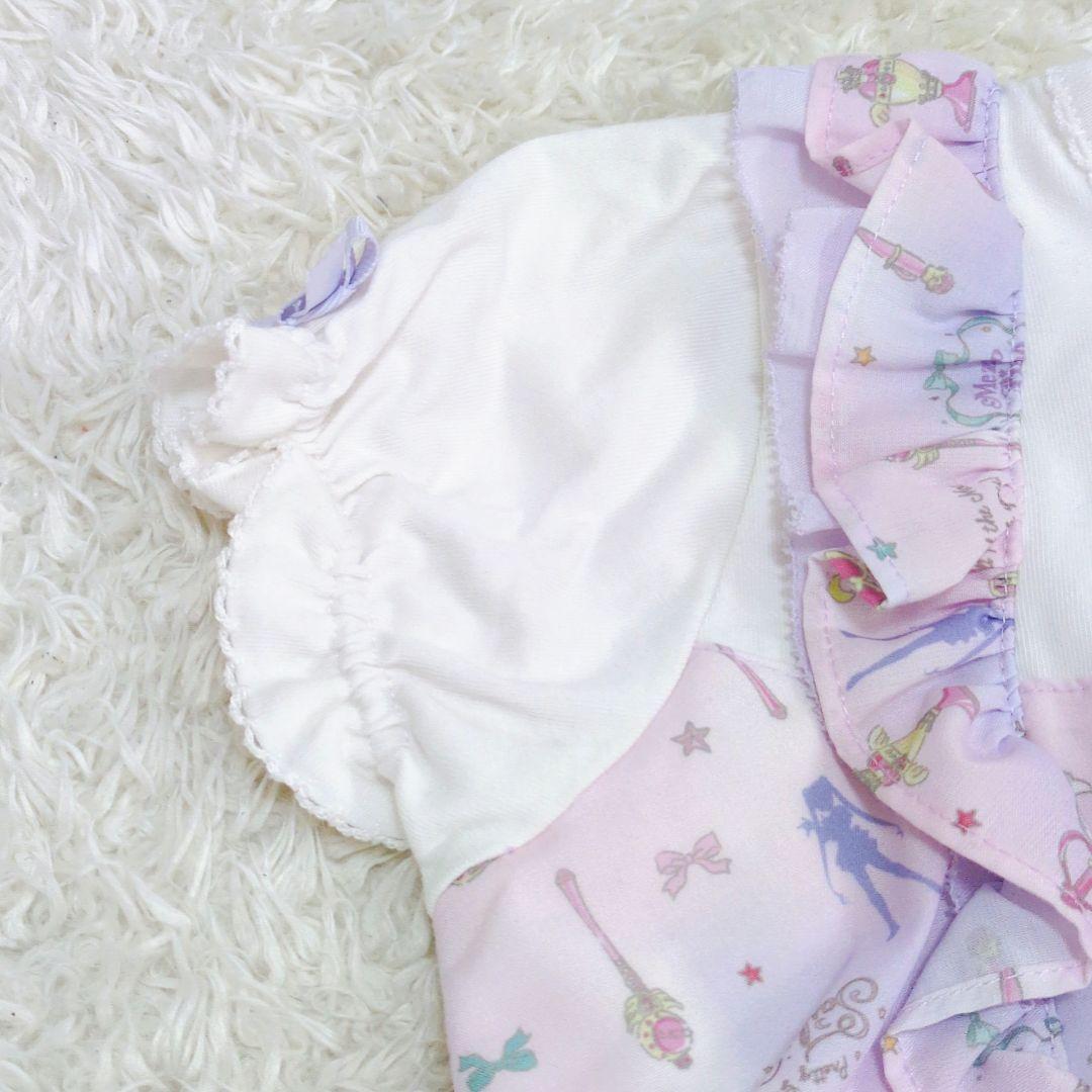 【120cm】メゾピアノ　セーラームーンコラボ　総柄ドッキングワンピース