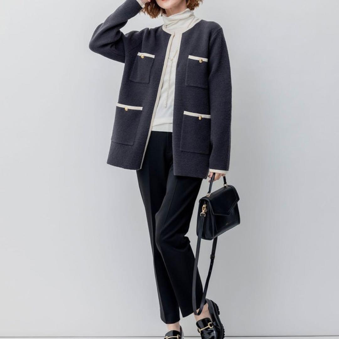 23区 ミニブークレ ニット ジャケット オンワード樫山