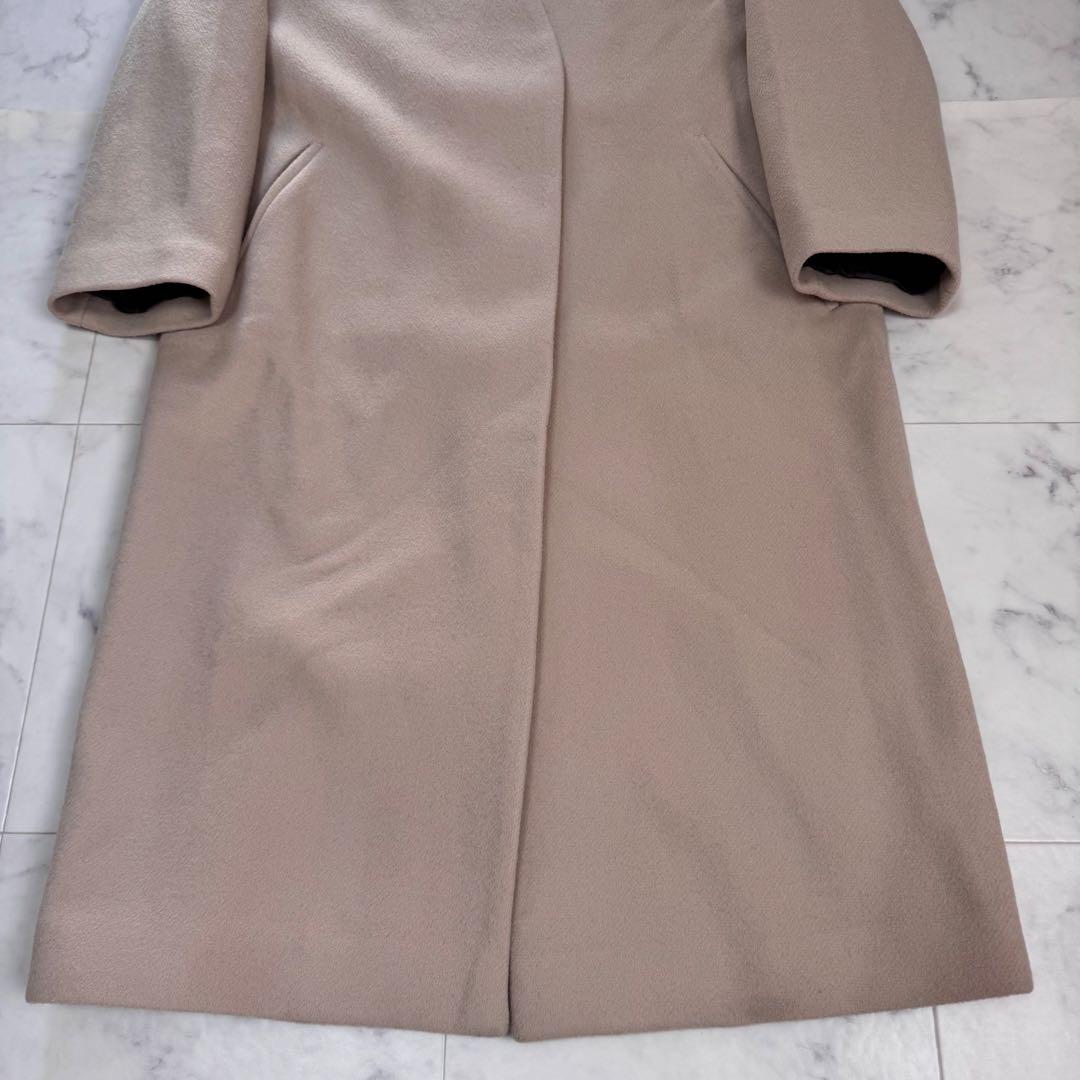 極美品　IENA　マンテコ　ロングコート　ノーカラー　ベージュ系　M-L秋冬
