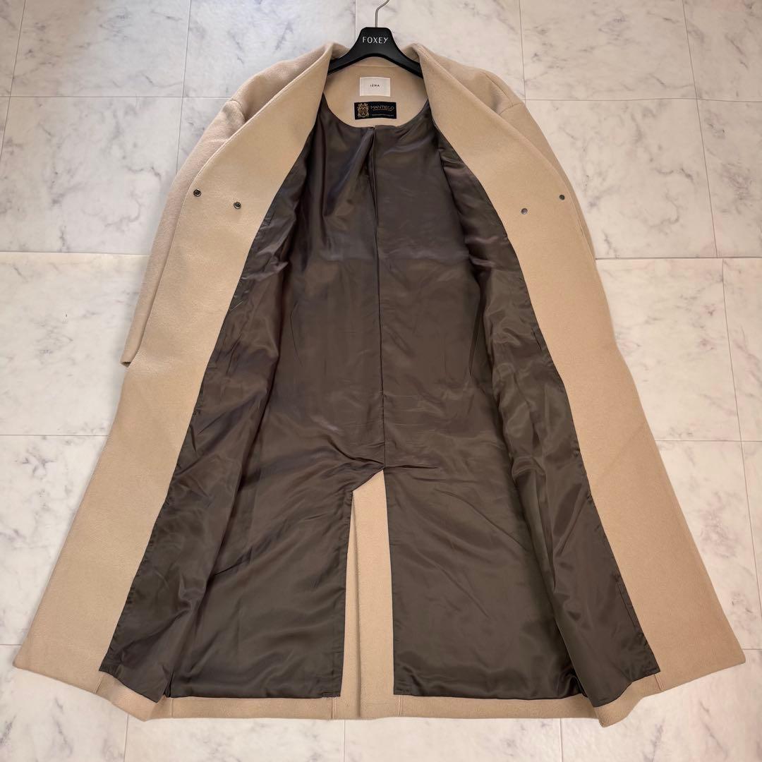極美品　IENA　マンテコ　ロングコート　ノーカラー　ベージュ系　M-L秋冬