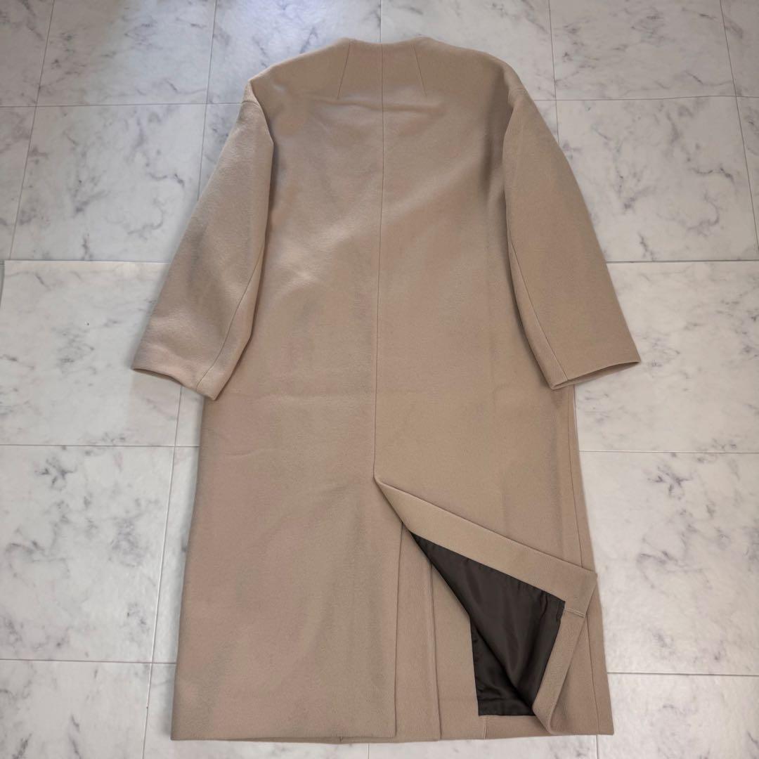 極美品　IENA　マンテコ　ロングコート　ノーカラー　ベージュ系　M-L秋冬