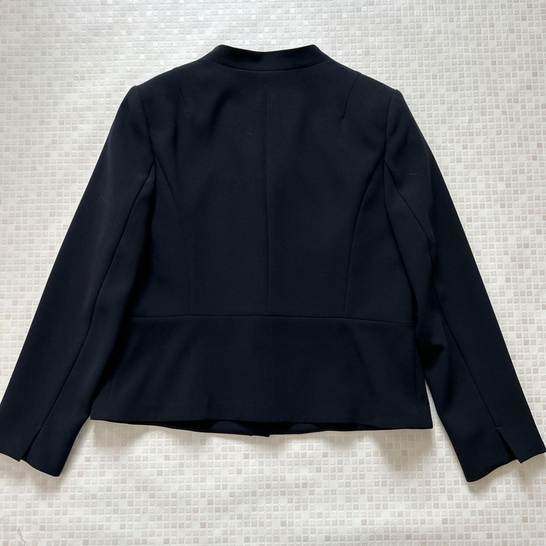 美品 23区 ノーカラースーツ スカート 大きいサイズ44 ブラック