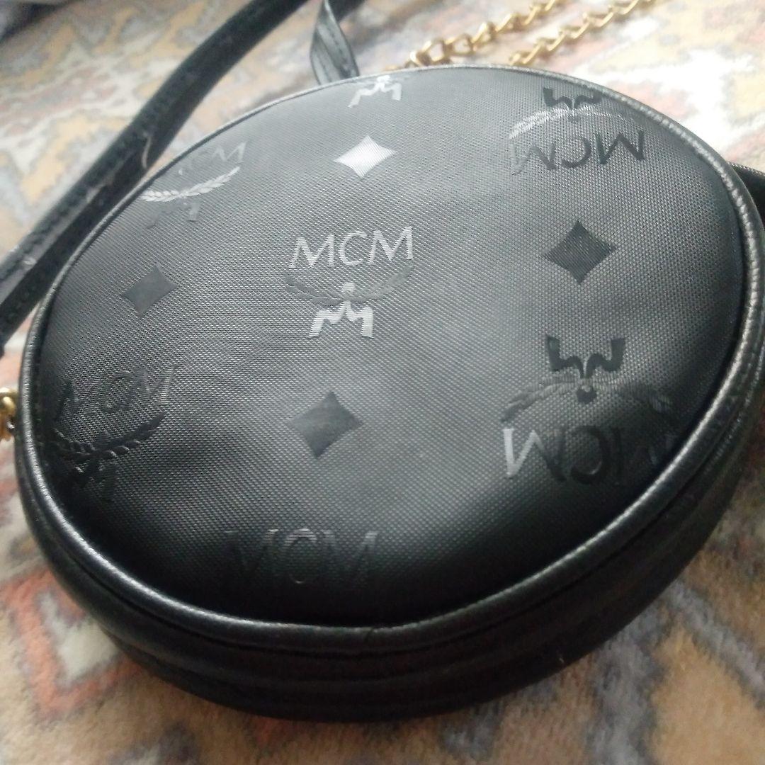 ビンテージレアエムシーエムMCM ブラック 円ショルダーバックポシエット中古美品