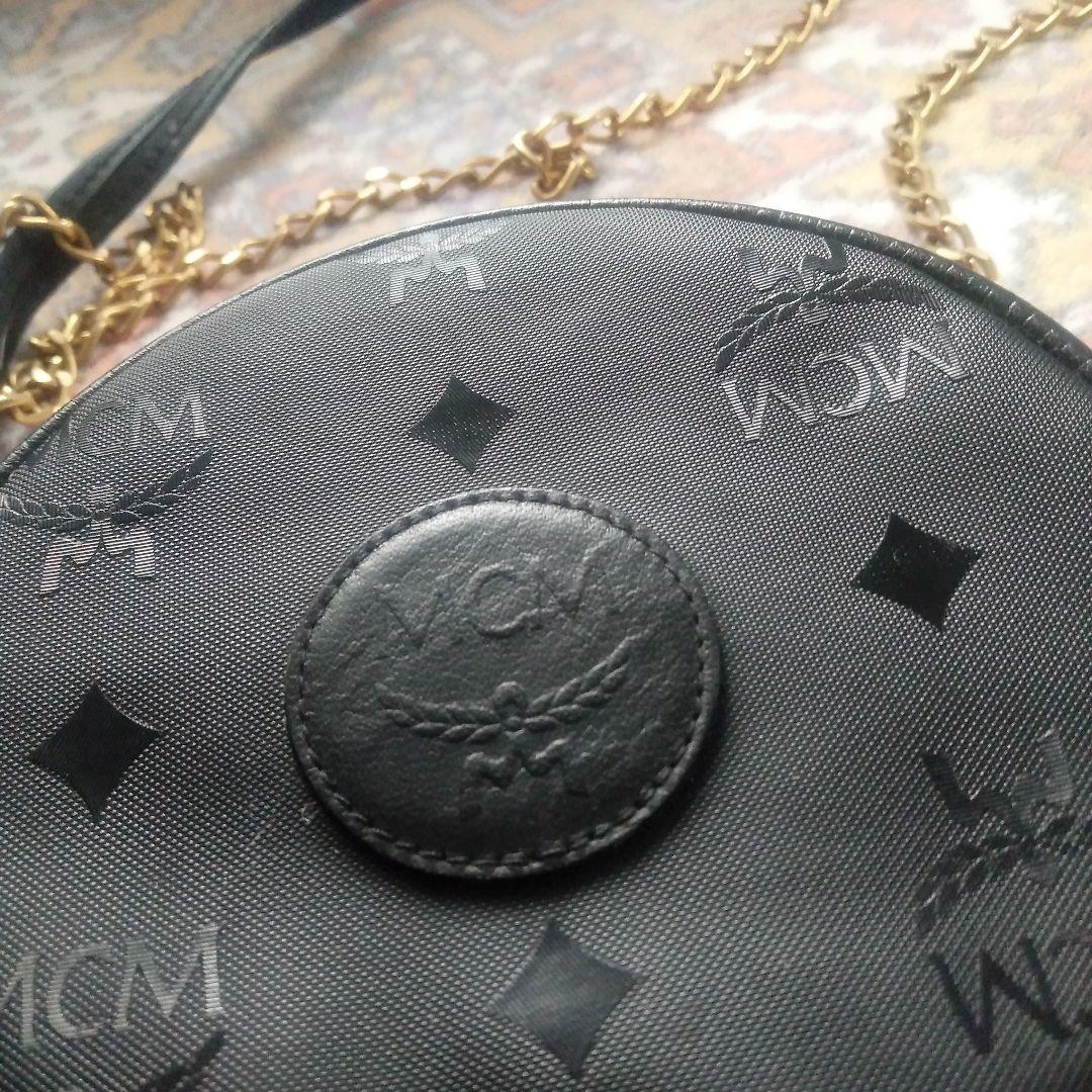 ビンテージレアエムシーエムMCM ブラック 円ショルダーバックポシエット中古美品