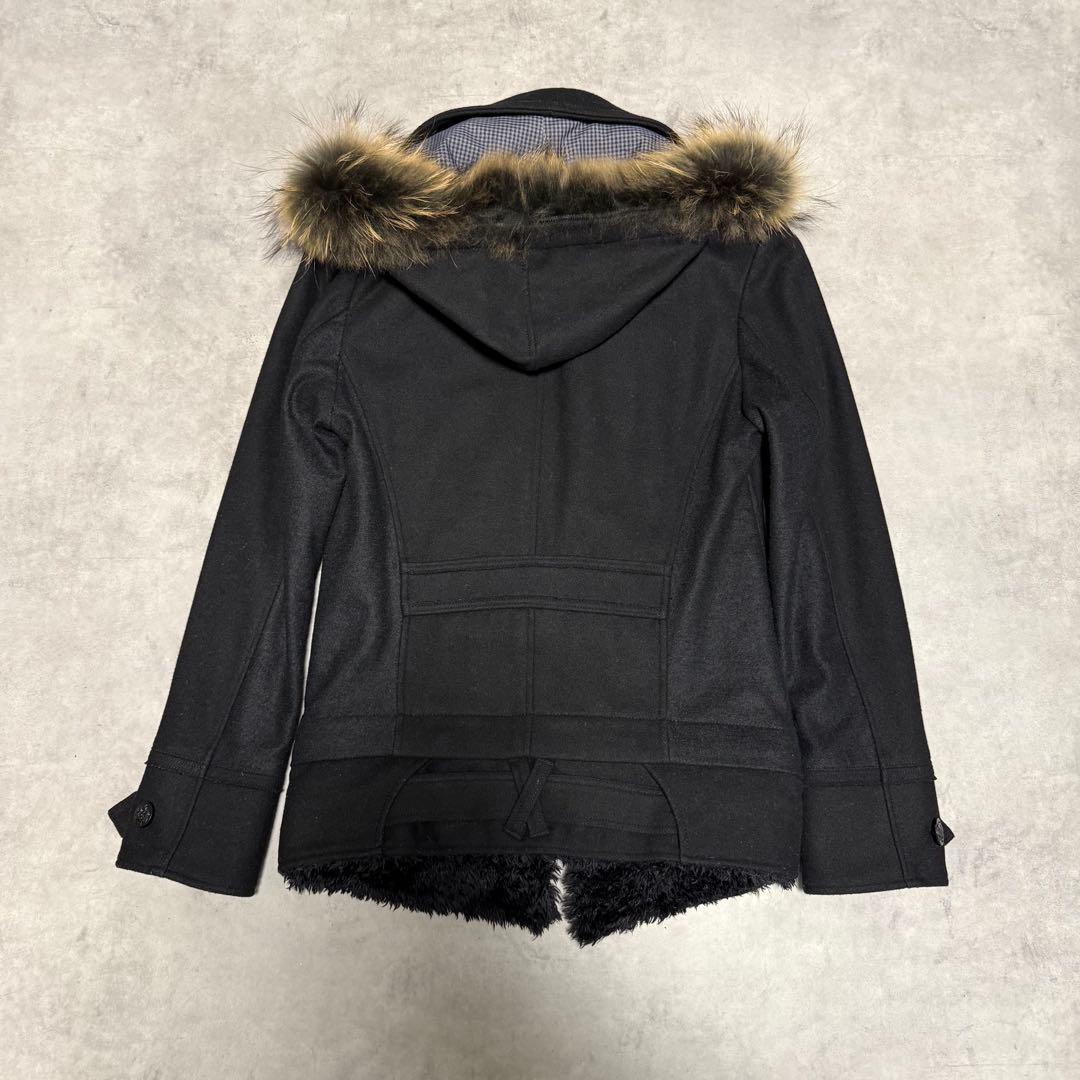 y2k 00s PPFM ナポレオンジャケット Pコート リアルファー　ブラック