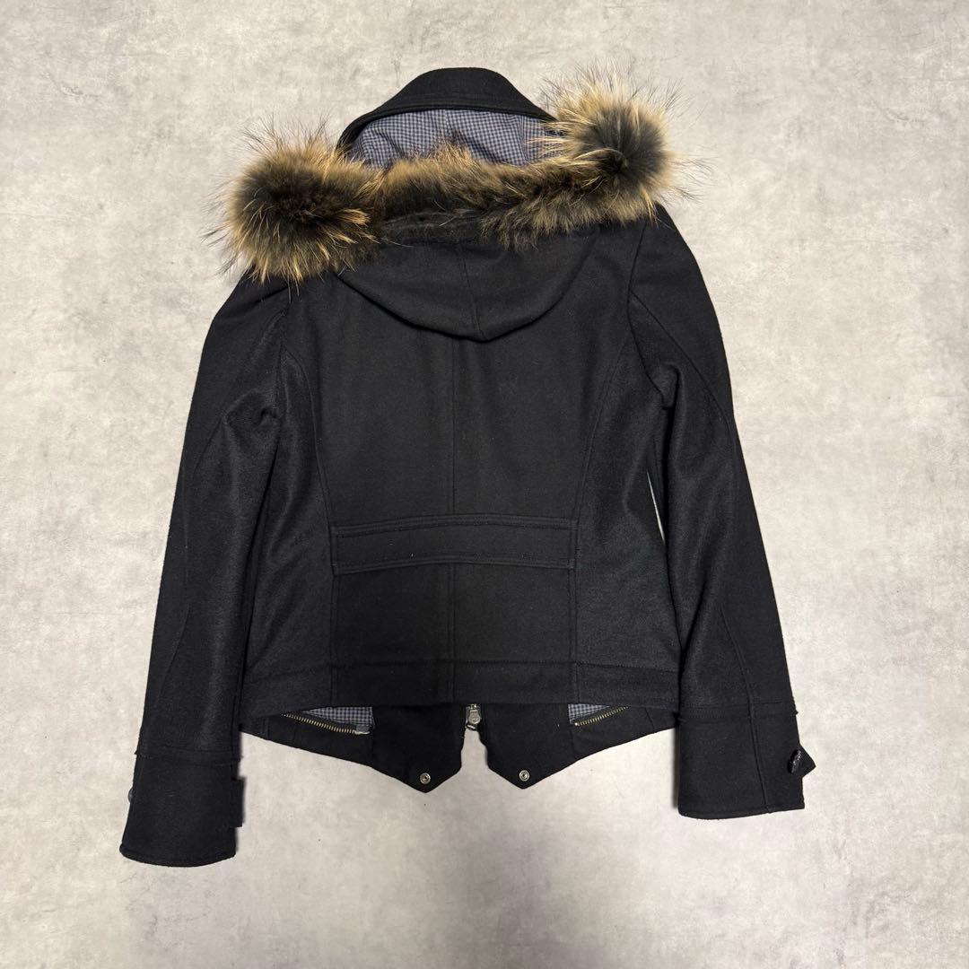 y2k 00s PPFM ナポレオンジャケット Pコート リアルファー　ブラック