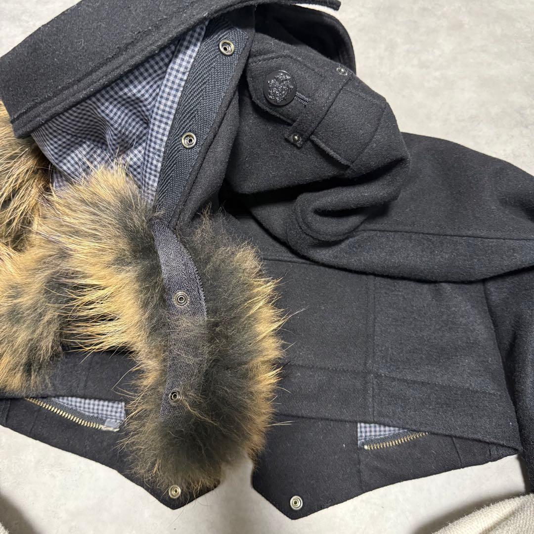 y2k 00s PPFM ナポレオンジャケット Pコート リアルファー　ブラック