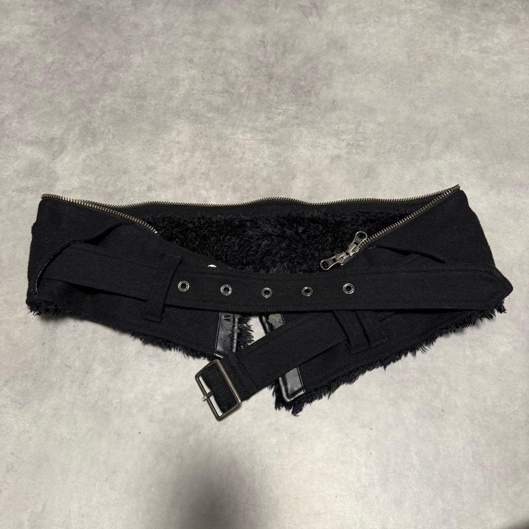 y2k 00s PPFM ナポレオンジャケット Pコート リアルファー　ブラック