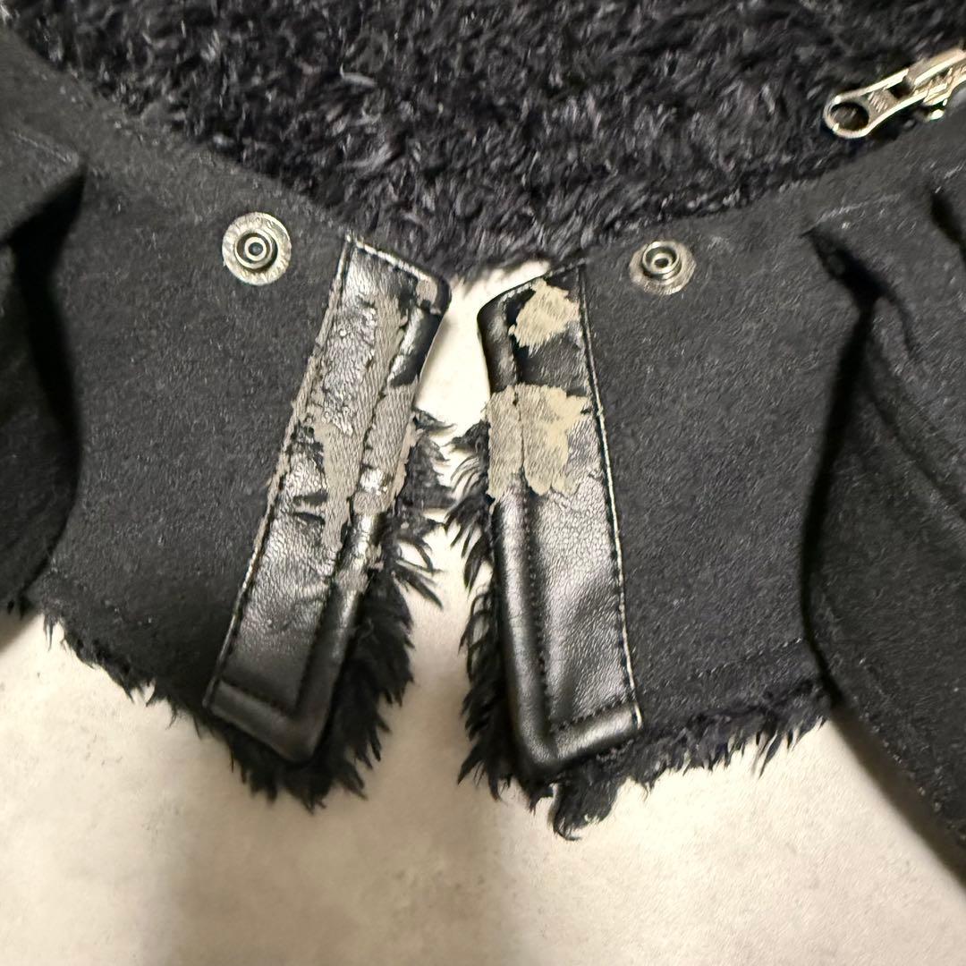 y2k 00s PPFM ナポレオンジャケット Pコート リアルファー　ブラック