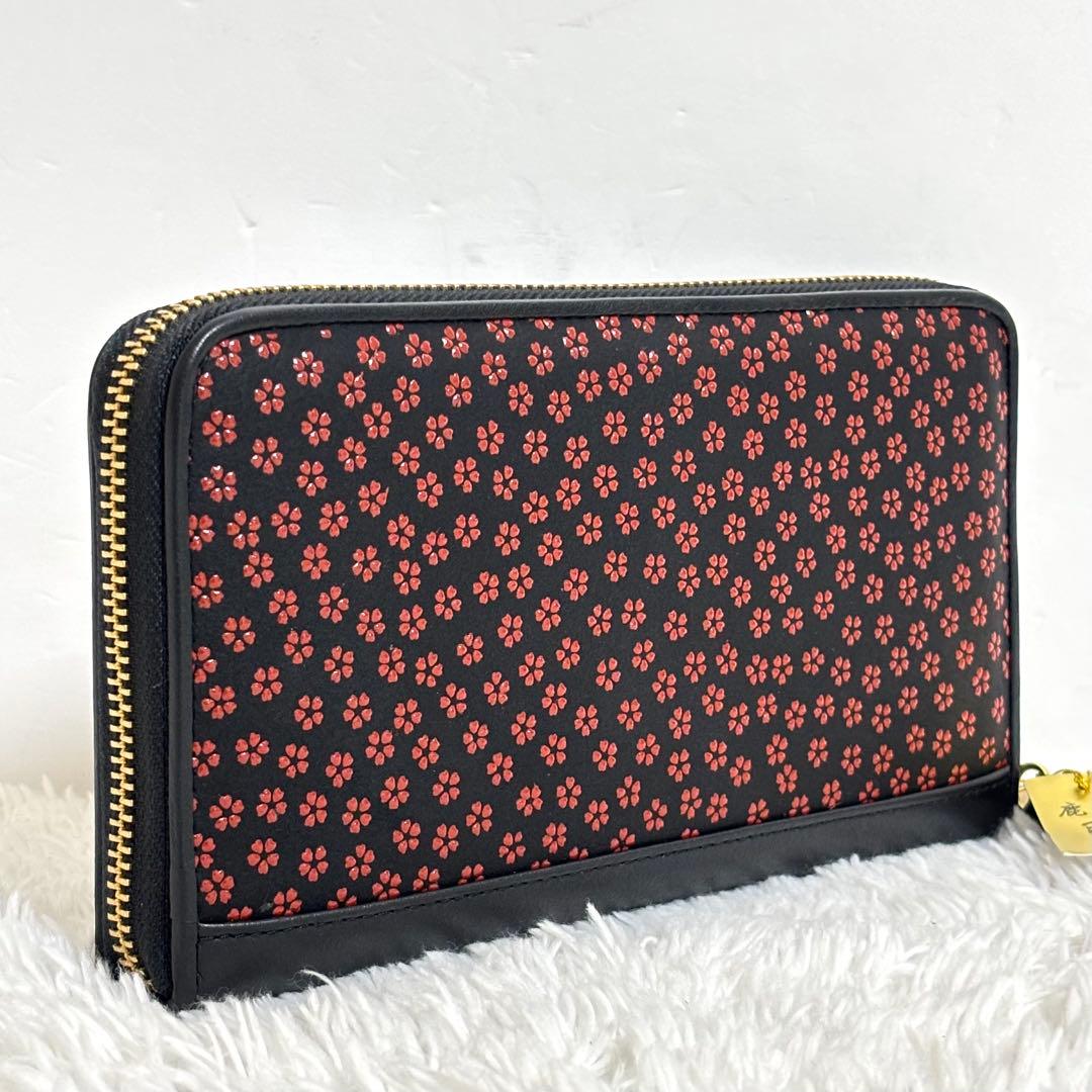 【未使用】 印傳屋 INDENYA 長財布 鹿革 レザー 小桜 本漆