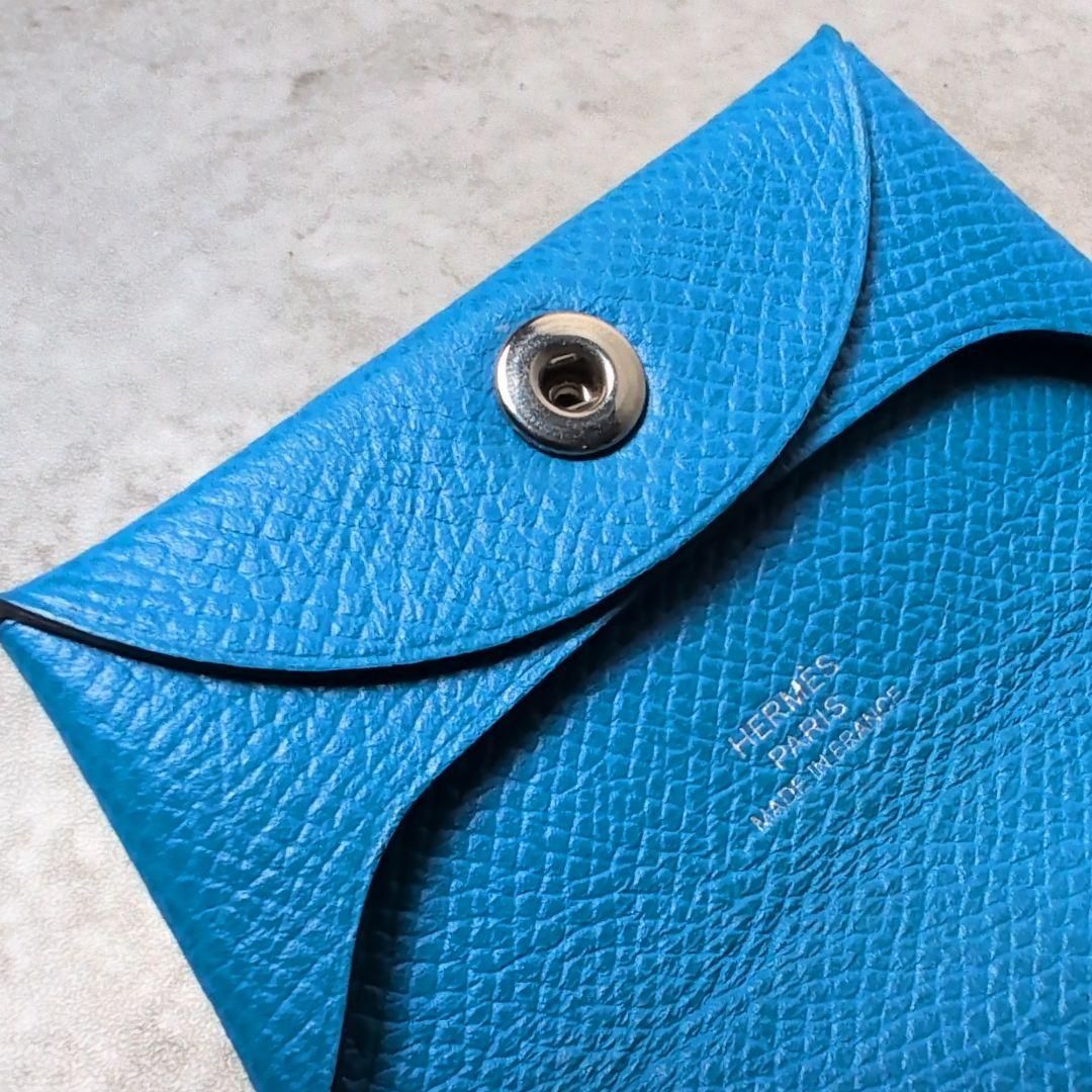 HERMES バスティア ヴォーエプソン ケース 小銭入れ　ブルー