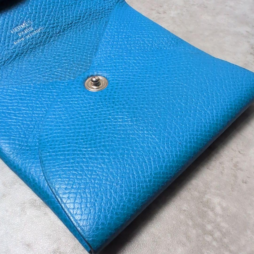 HERMES バスティア ヴォーエプソン ケース 小銭入れ　ブルー