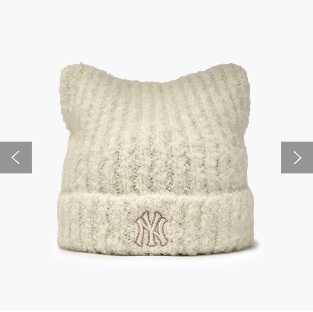 1点のみ☆カリナpick☆完売品☆MLB 猫耳 ミャオン ビーニー 白 TWS