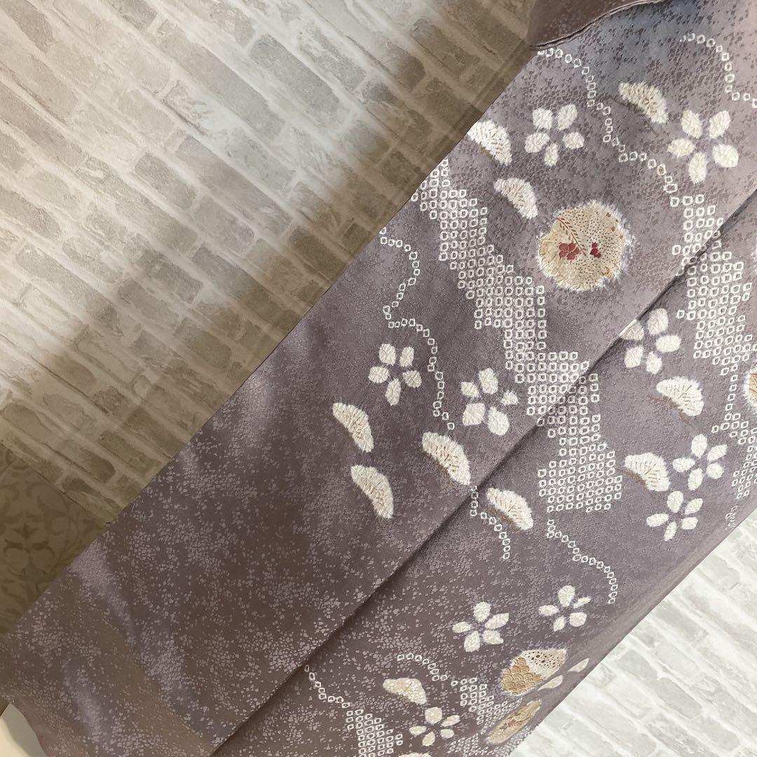 訪問着　フルセット　雪輪　松と梅　鹿の子絞り　金彩加工　手刺繍　着物　Q5