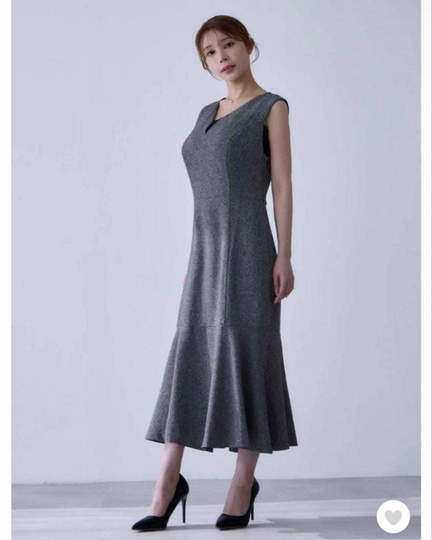 overE ミックスブラック（グレー） 96 ツイードライクマーメイドワンピース