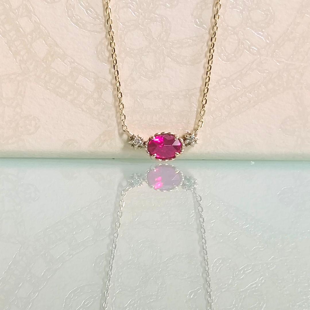 NOJESS　K10 YG　ルビー　オーバル　ダイヤモンド　花　星　ネックレス