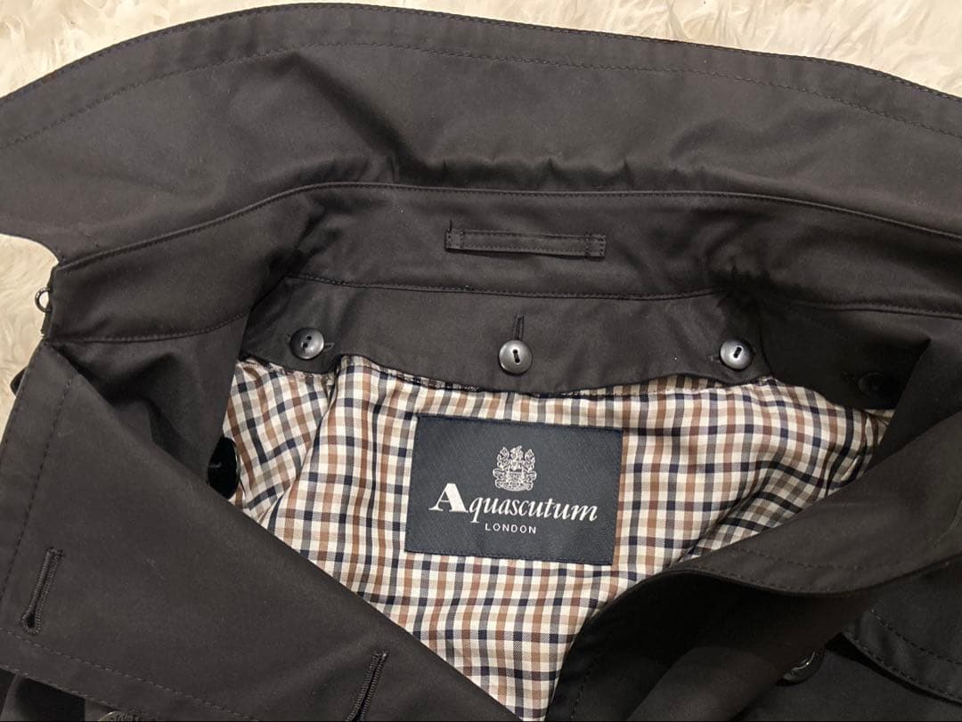 アクアスキュータムトレンチコート黒ブラック6ライナー付ベーシック