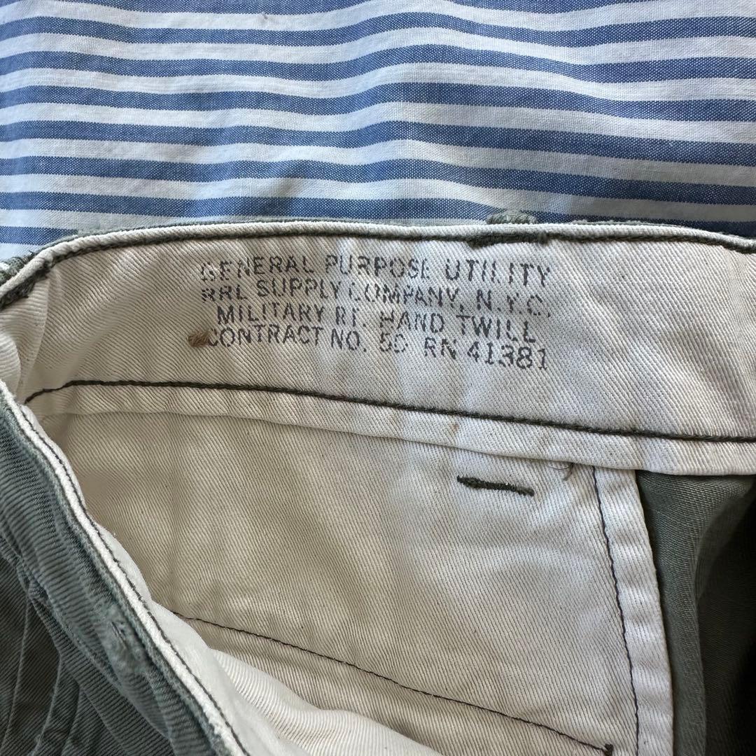【ダブルアールエル　RRL】　オフィサーズパンツ　チノ　30インチ　オリーブ
