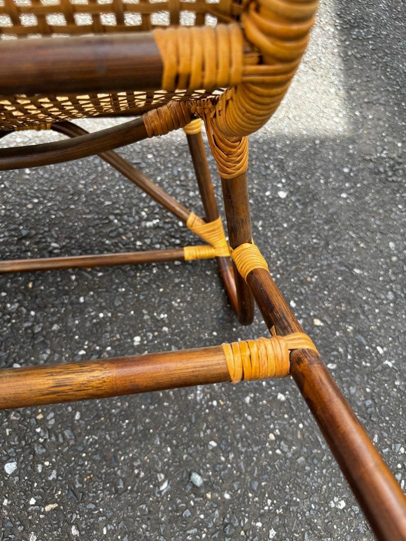 昭和レトロ 藤ラタン製チェア2脚セット