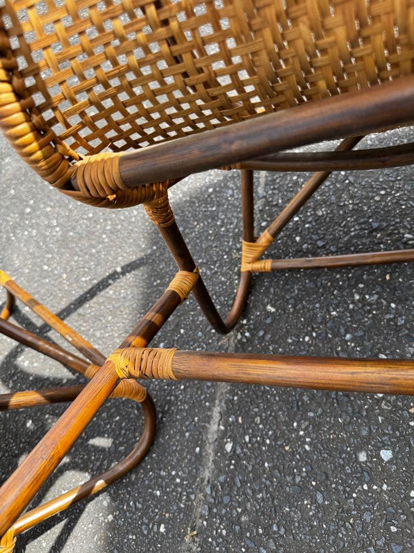 昭和レトロ 藤ラタン製チェア2脚セット