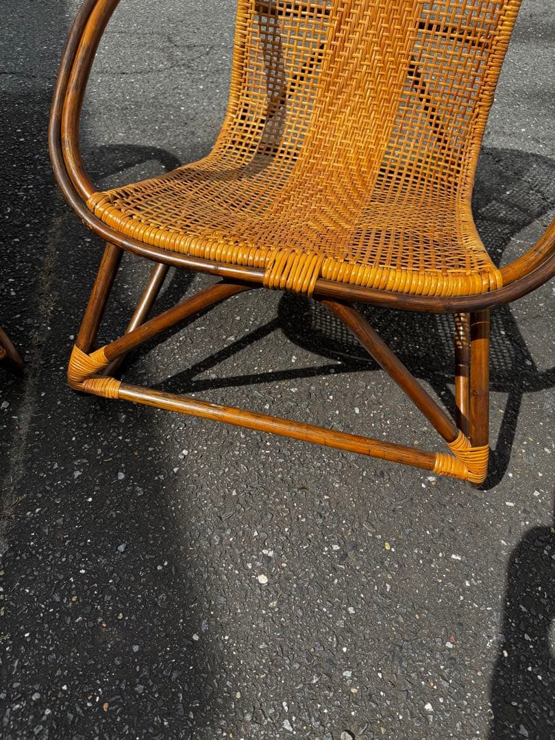 昭和レトロ 藤ラタン製チェア2脚セット