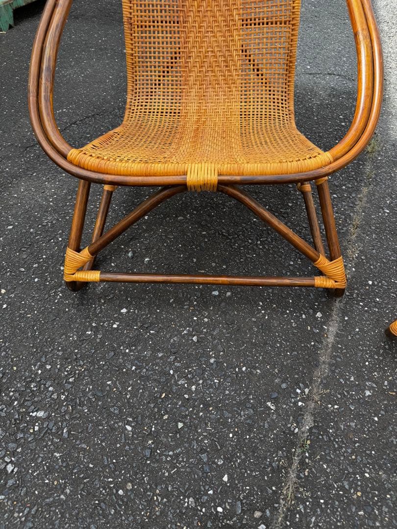 昭和レトロ 藤ラタン製チェア2脚セット