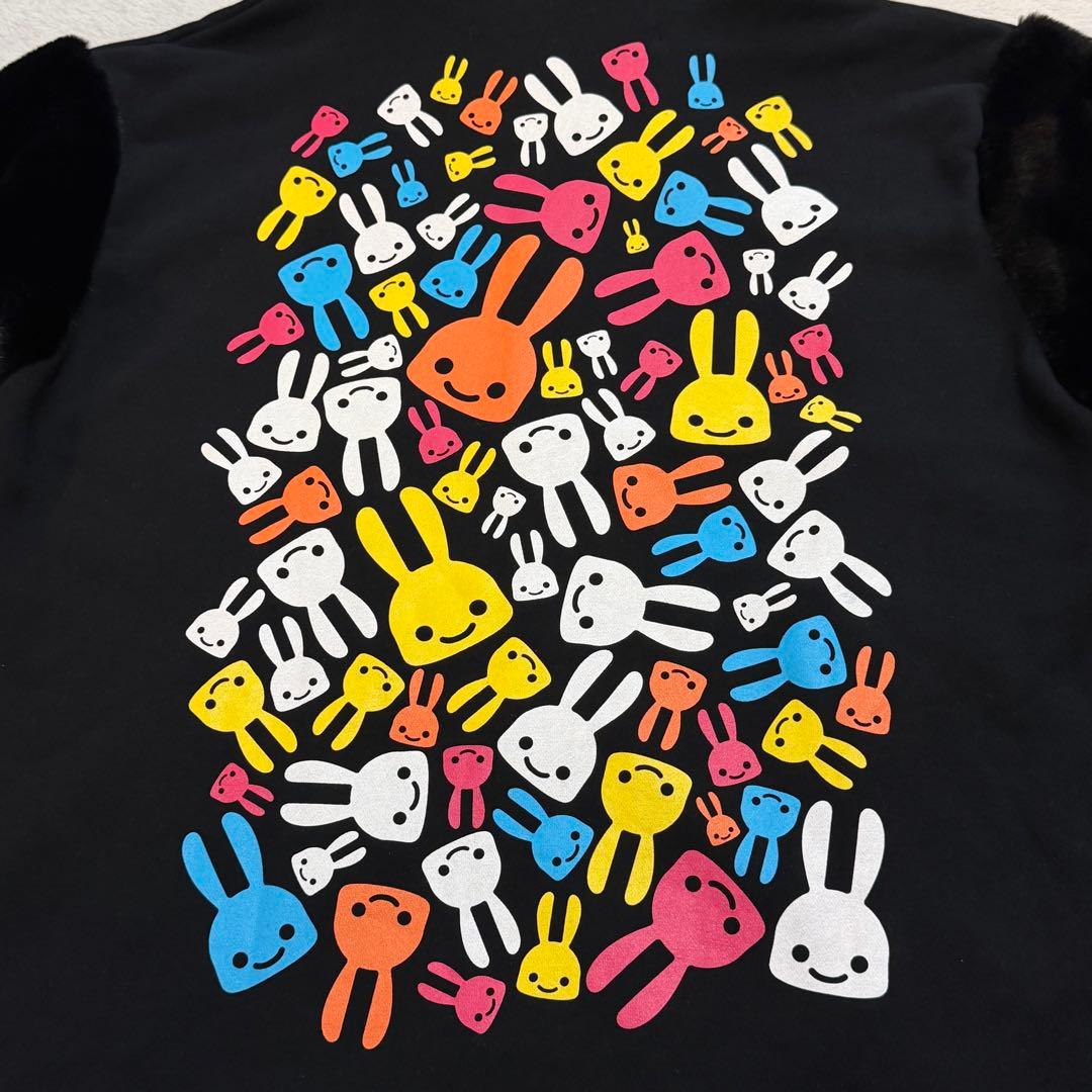 CUNE　袖ファー耳付きジップパーカー　黒　日本製　タグ付き　定価約3.5万