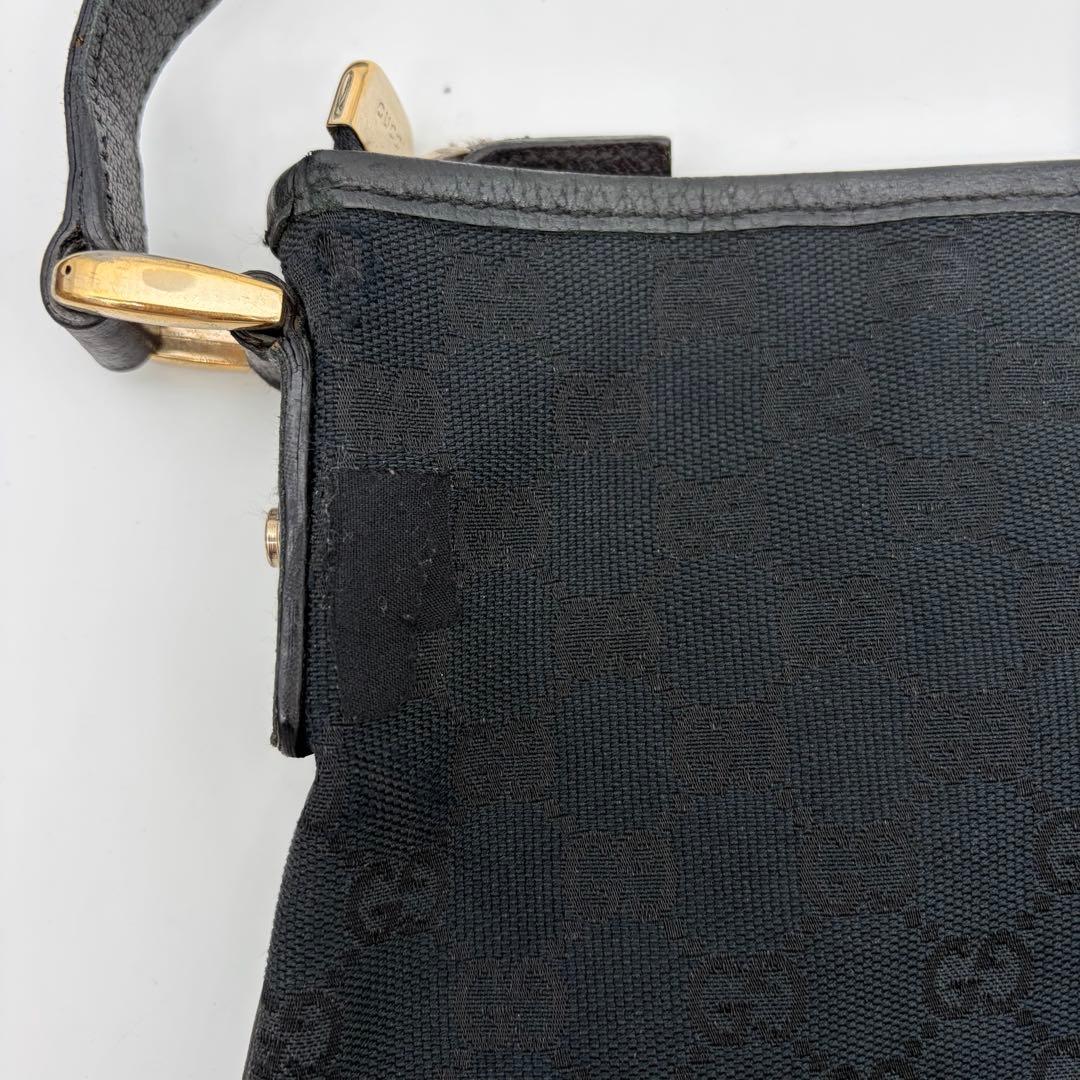 GUCCI ショルダーバッグ サコッシュ GGキャンバス アビーライン ブラック