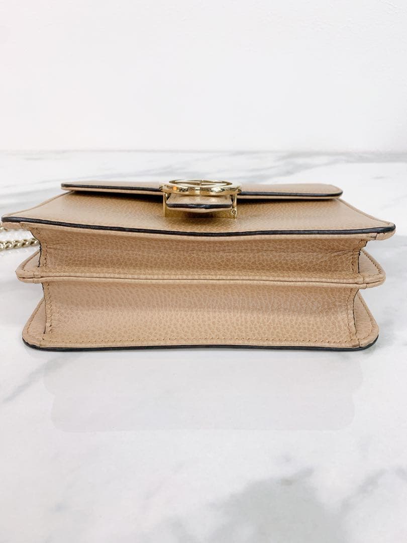 ＋GUCCI インターロッキングG チェーン　ショルダーバッグ レザー ベージュ