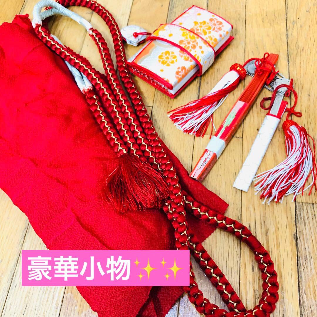 豪華白地7歳完全フルセット‼️着物長襦袢全通袋帯新品⭐︎手毬花金彩煌びやか際立つ逸品