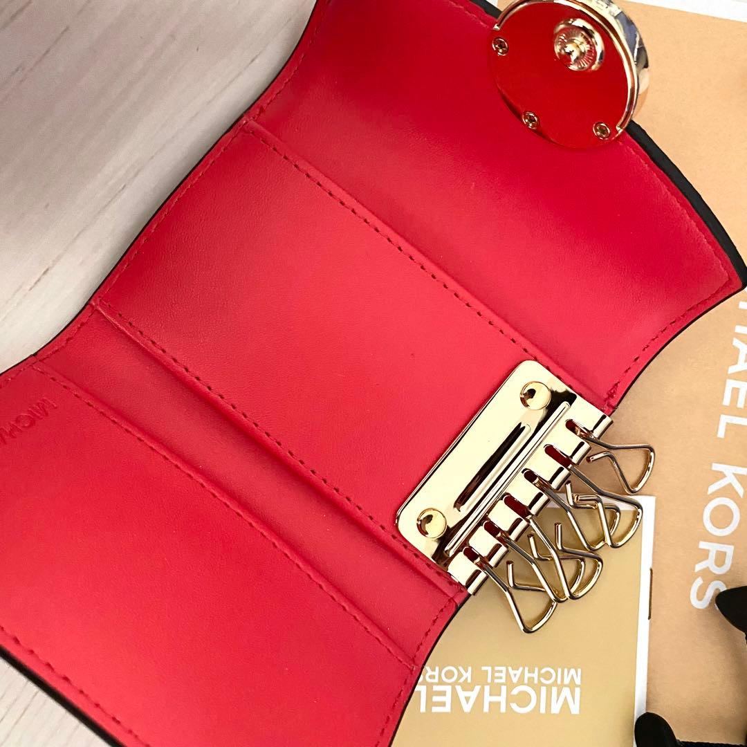 新品 MICHAEL KORS マイケルコース キーケース ピンクレッド