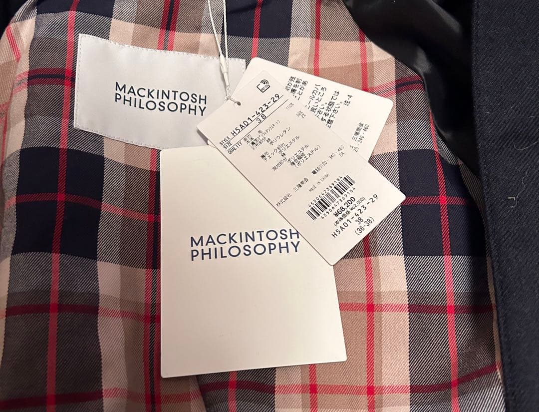 新品　タグ　MACKINTOSH PHILOSOPHY ブラックチェスターコート