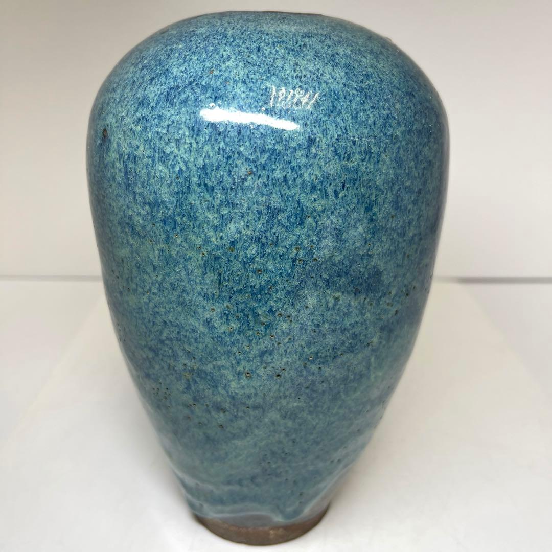 中国明末清朝期　なまこ釉花瓶　木箱付　高約24㎝　東Y8-0203☆2Fトヒルウ