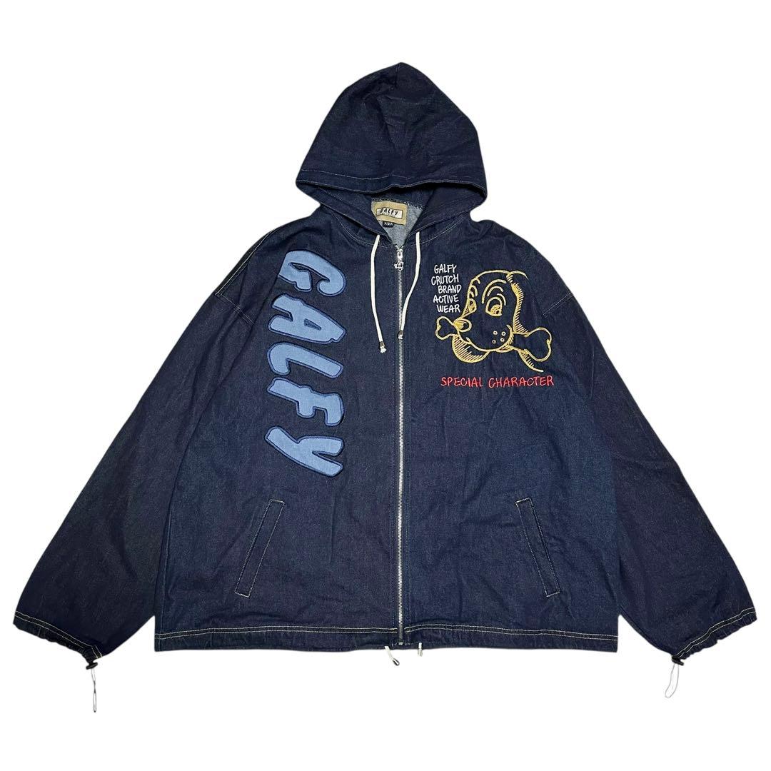 ガルフィー　デニムジャケット　セットアップ　ドローコード　y2k 大型犬　XL